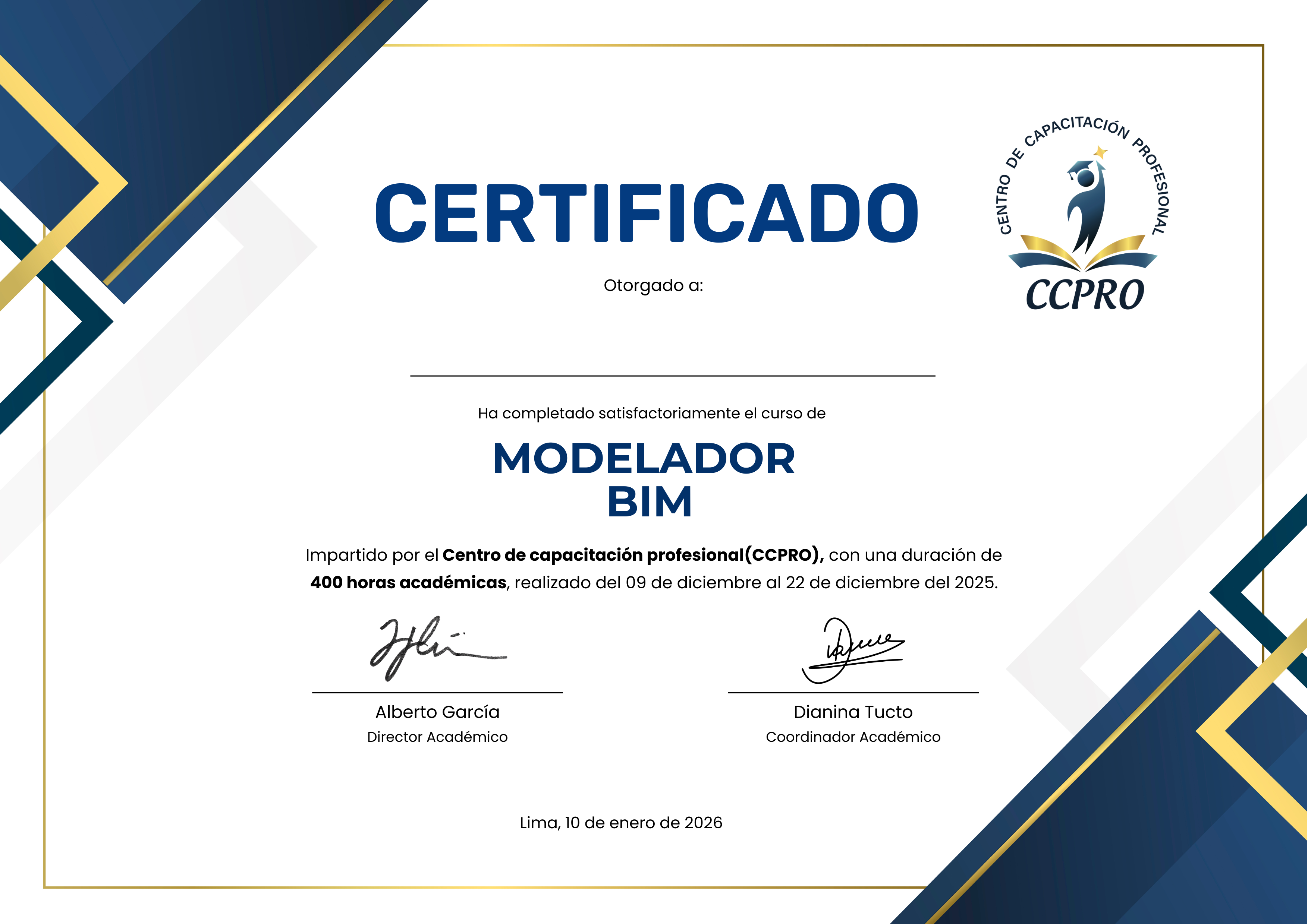 Certificado Oficial Frente